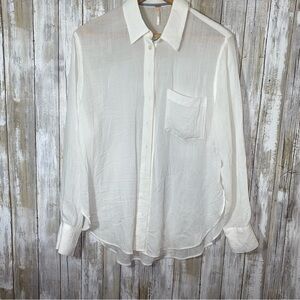 Free People White Button Down